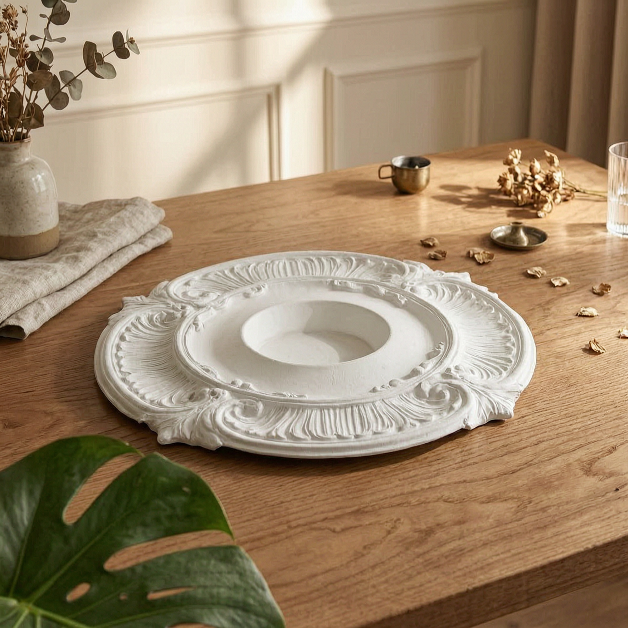 Lighting Decor - Round PU Ceiling Medallion Scroll Decorative