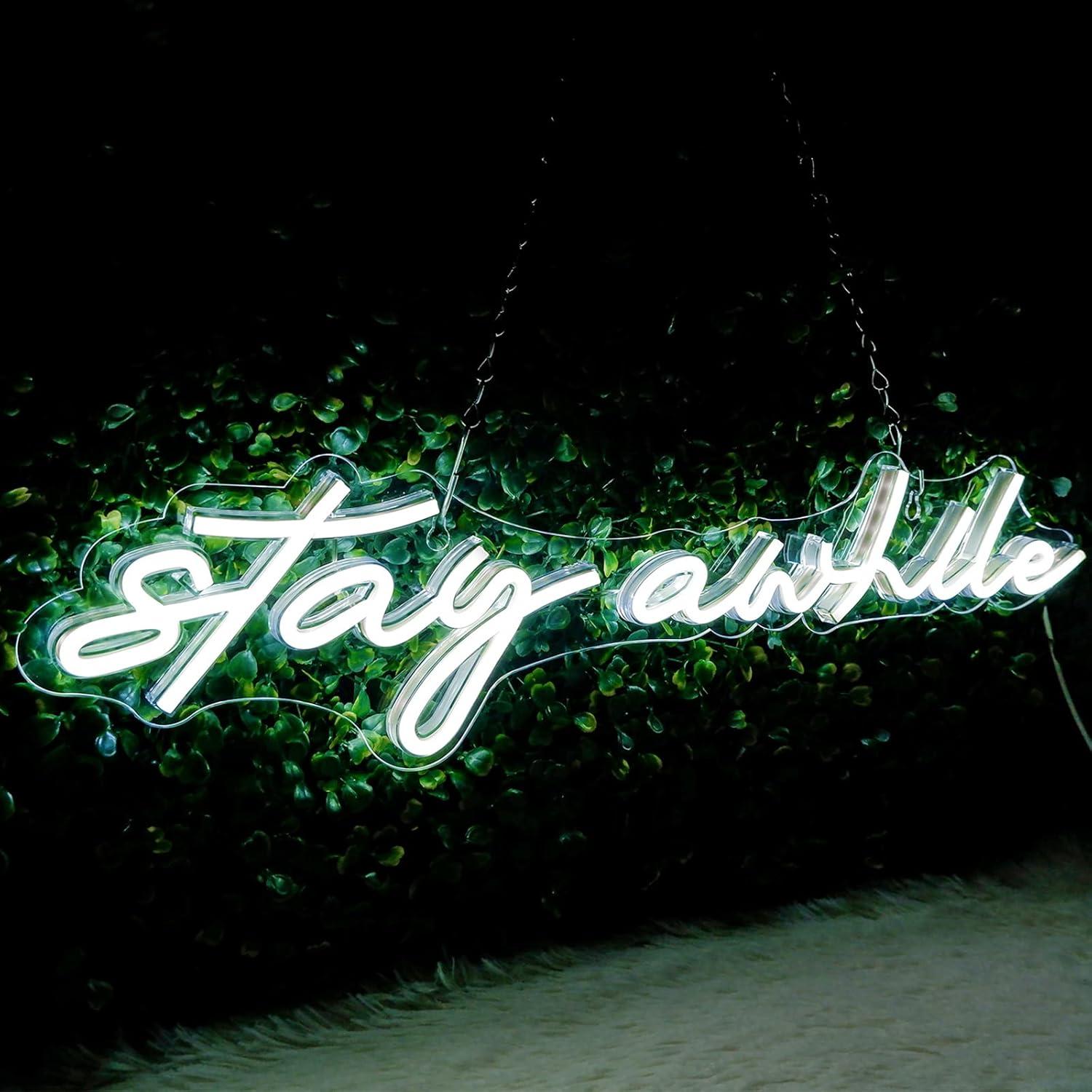 Lighting Decoration For Home - Stay Awhile Neon Signs USB Dimmable