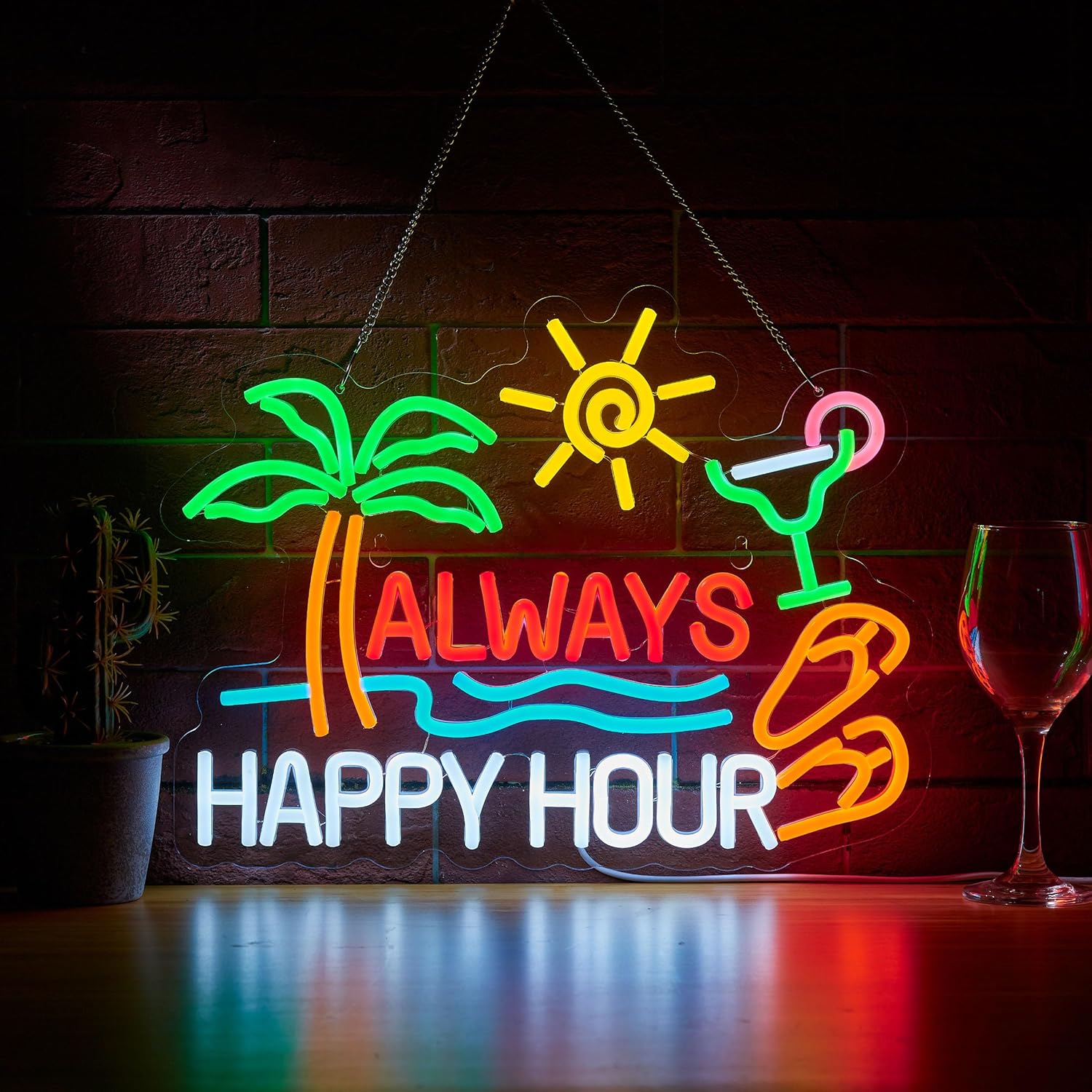 Lighting Decoration For Home - Always Happy Hour Beer Bar Neon