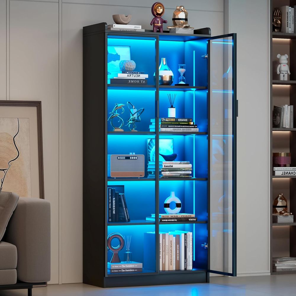 Lighting Decor - 65 Glass Curio Cabinet with 5-Tier