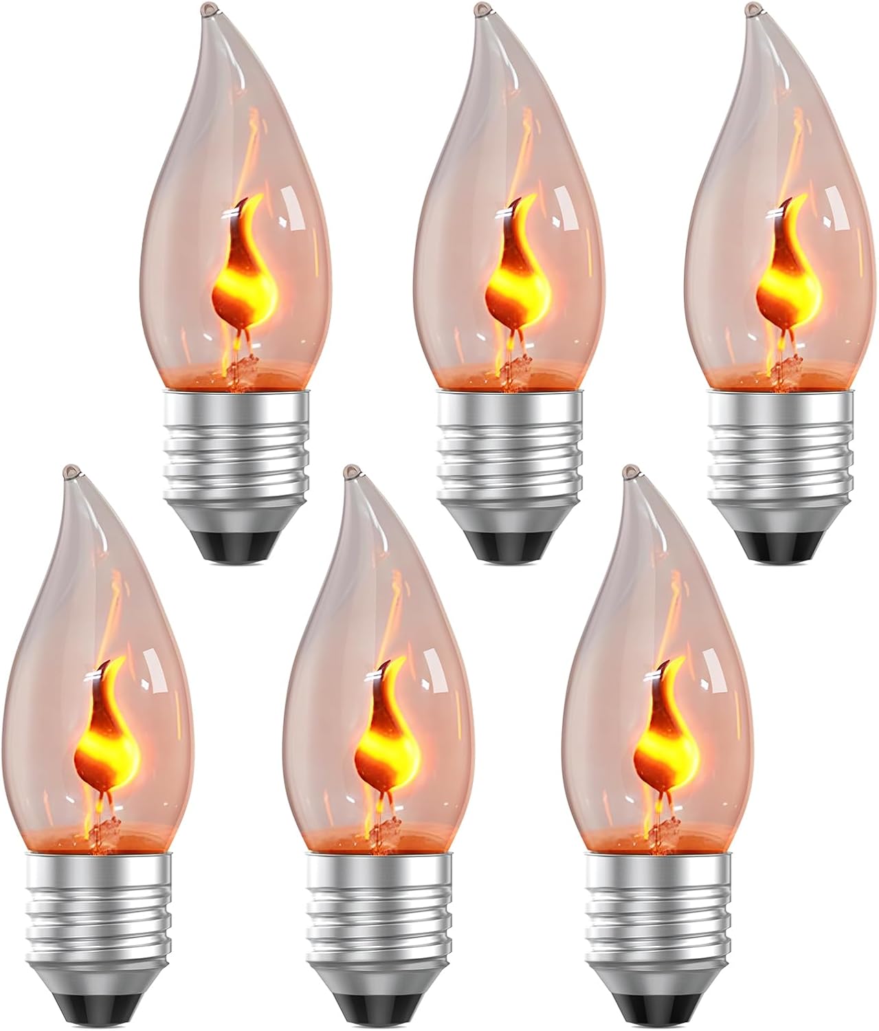 Decor Lighting Pack - E26 Flame Light Bulbs, Flickering Fire