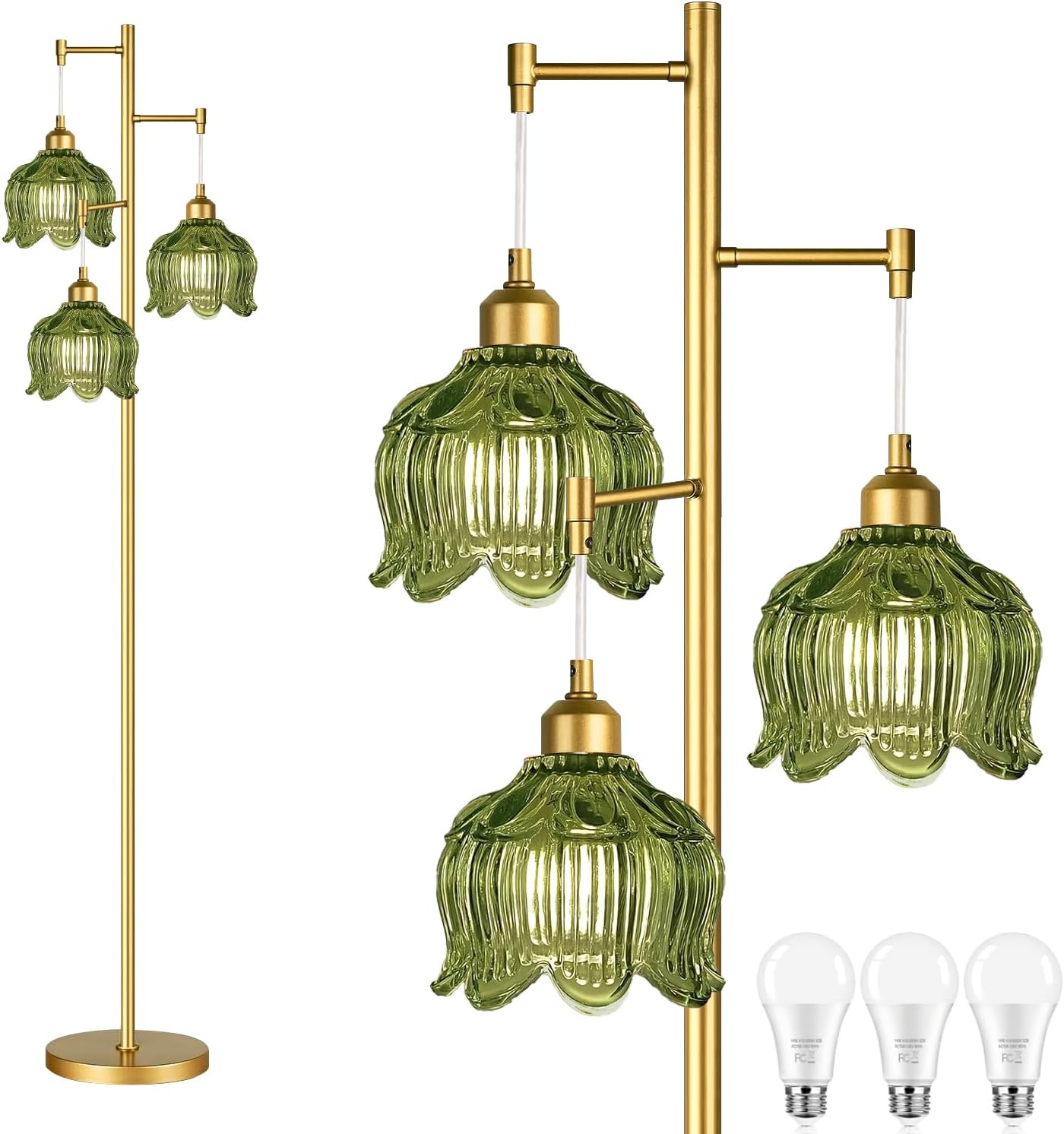 Vintage Gold Glass Floor Lamp  - مراجعة Lighting Decor وسعره