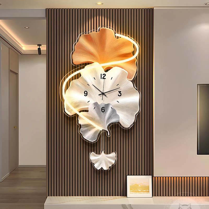Premium Ginkgo Leaf Wall Clock - مراجعة Lighting Home Decor Wall Clocks وسعره