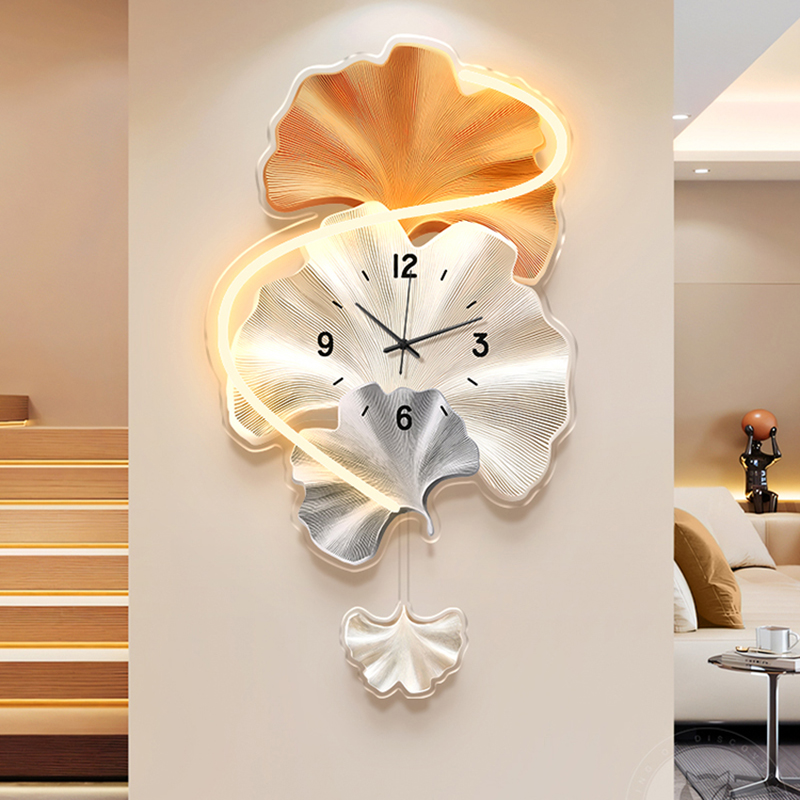 Premium Ginkgo Leaf Wall Clock - مراجعة Lighting Home Decor Wall Clocks وسعره