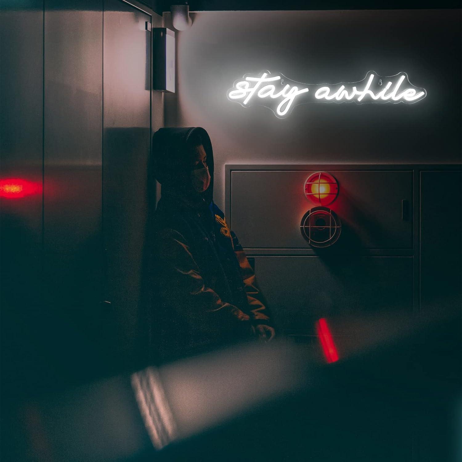 Stay Awhile Neon Signs USB Dim - مراجعة Lighting Decoration For Home وسعره
