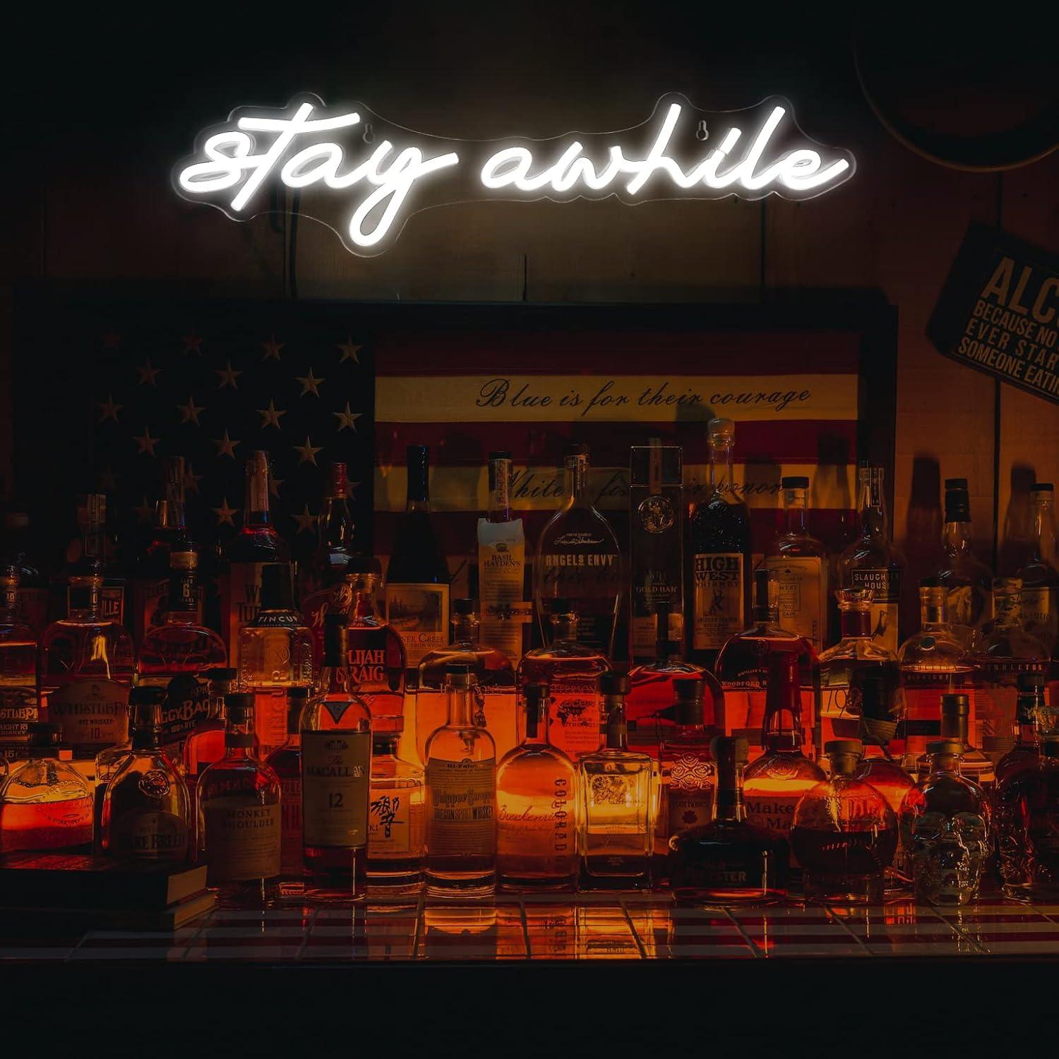 Stay Awhile Neon Signs USB Dim - مراجعة Lighting Decoration For Home وسعره