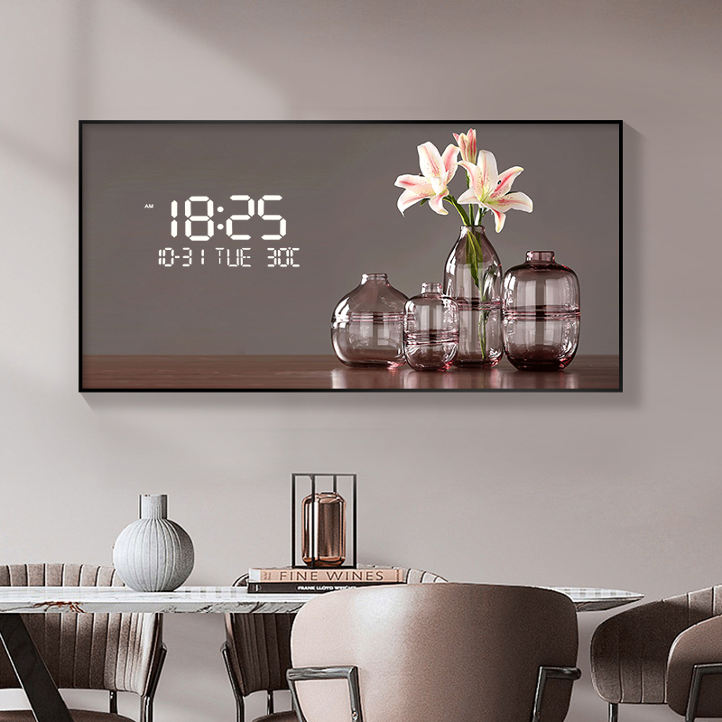 Large Size Flower Pattern Digi - مراجعة Lighting Home Decor Wall Clocks وسعره
