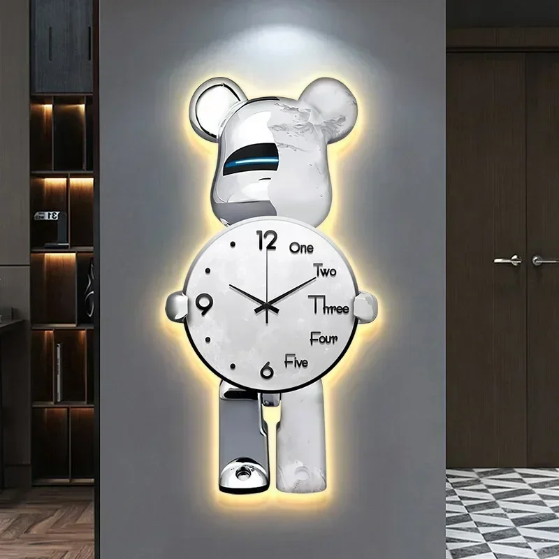 LED Bear Wall Clock Unique Lux - مراجعة Lighting Home Decor Wall Clocks وسعره