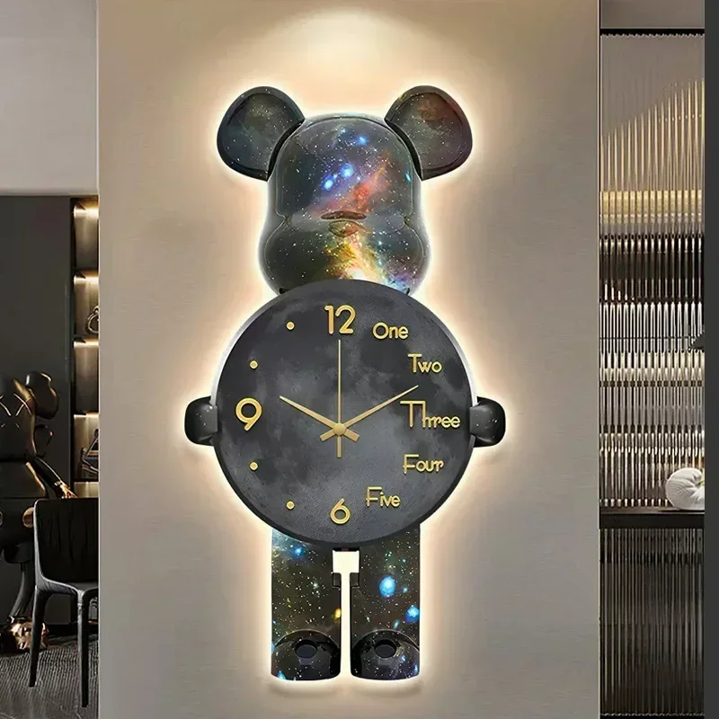 LED Bear Wall Clock Unique Lux - مراجعة Lighting Home Decor Wall Clocks وسعره