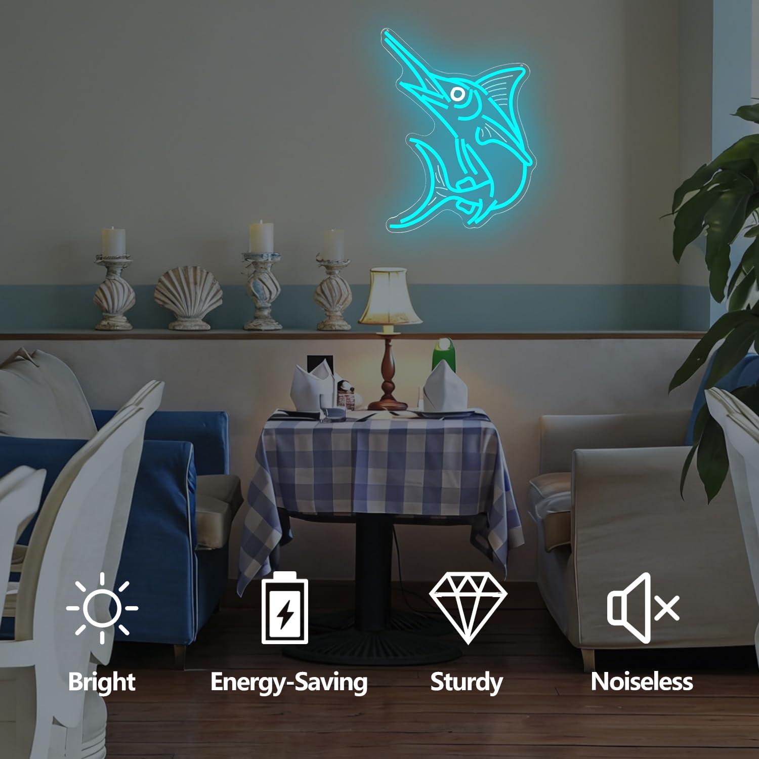 Marlin Fish Neon Sign Deep Sea - مراجعة Lighting Decoration For Home وسعره