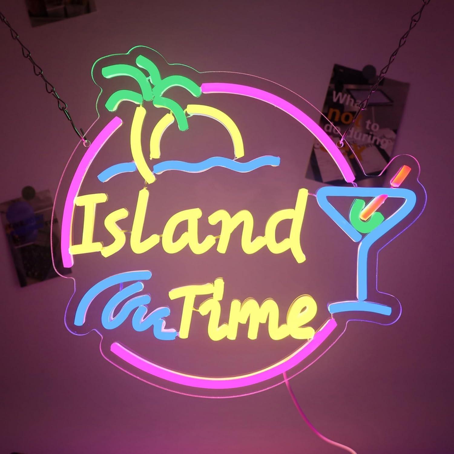 Island Time Neon Sign LED Ligh - مراجعة Lighting Decoration For Home وسعره