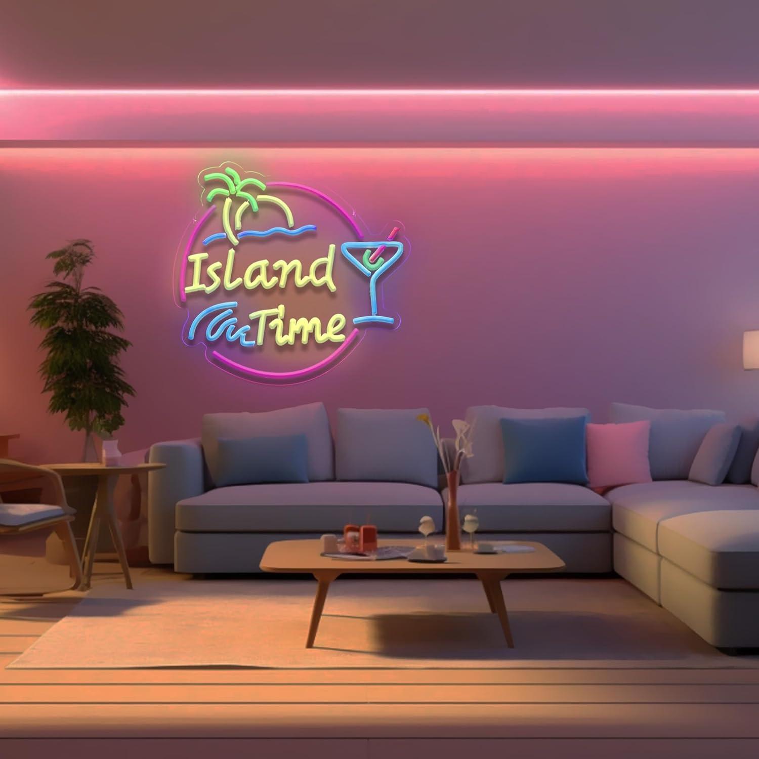 Island Time Neon Sign LED Ligh - مراجعة Lighting Decoration For Home وسعره