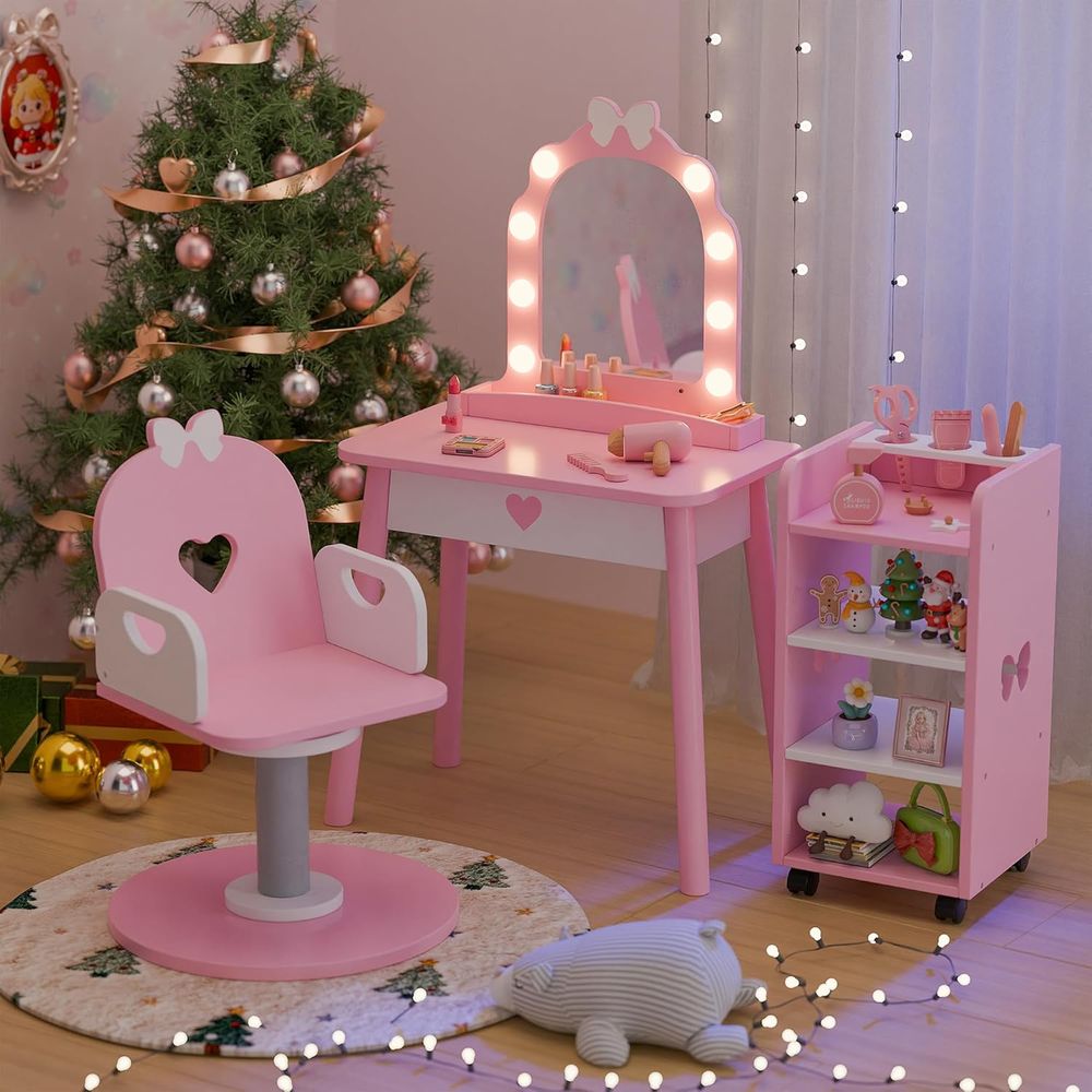 Pink Toddler Vanity Set with L - مراجعة Furniture Lighting & Decor Magazine وسعره