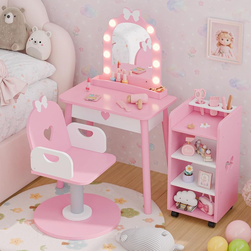 Pink Toddler Vanity Set with L - مراجعة Furniture Lighting & Decor Magazine وسعره