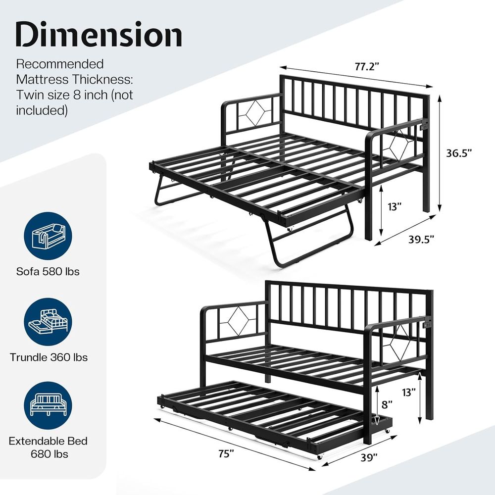 Jocisland DayBed with Charging - مراجعة Furniture Lighting & Decor Magazine وسعره