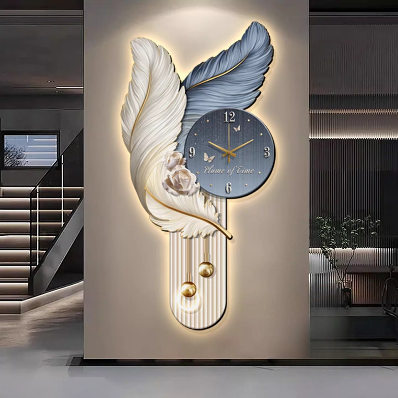 Light Luxury Feather Entrance  - مراجعة Lighting Home Decor Wall Clocks وسعره