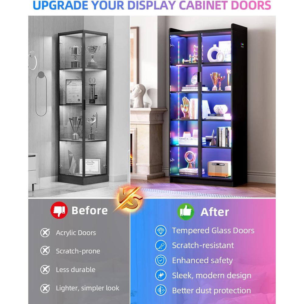 65 Glass Curio Cabinet with 5- - مراجعة Lighting Decor وسعره
