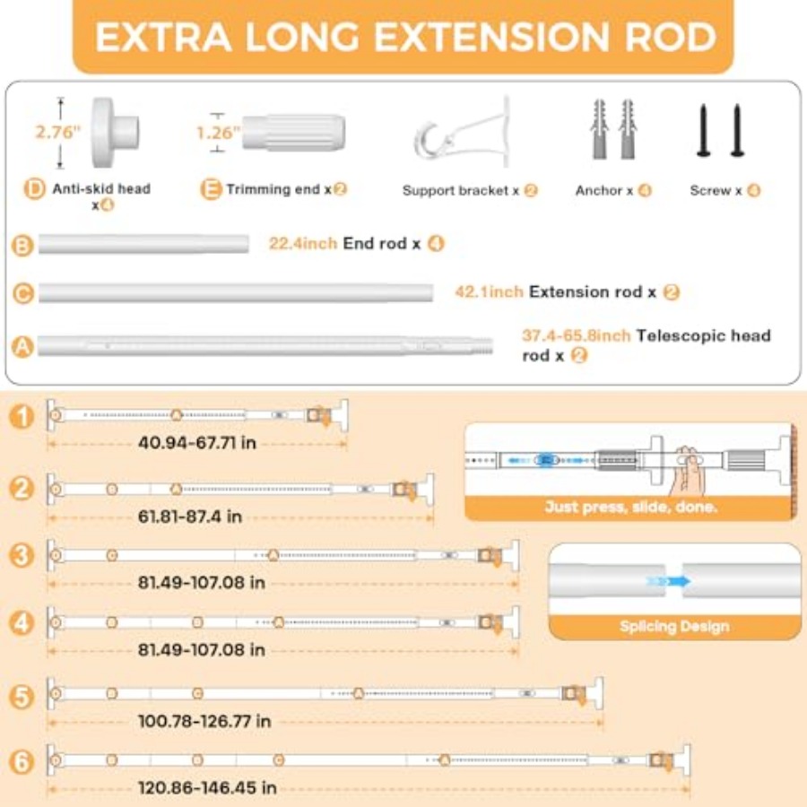 2 Pack Long Tension Curtain Ro - مراجعة Decor Lighting Pack وسعره