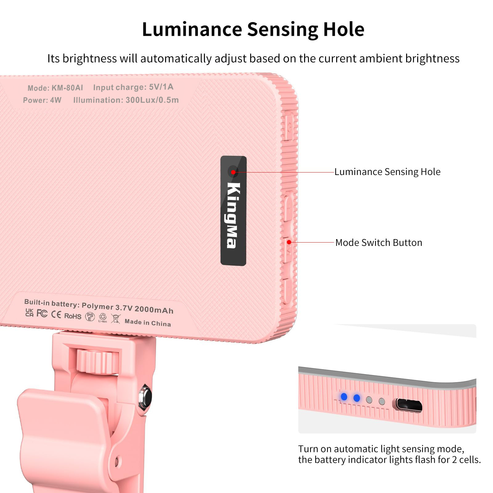 King Ma Pink Rechargeable Self - مراجعة Lighting Gallery وسعره