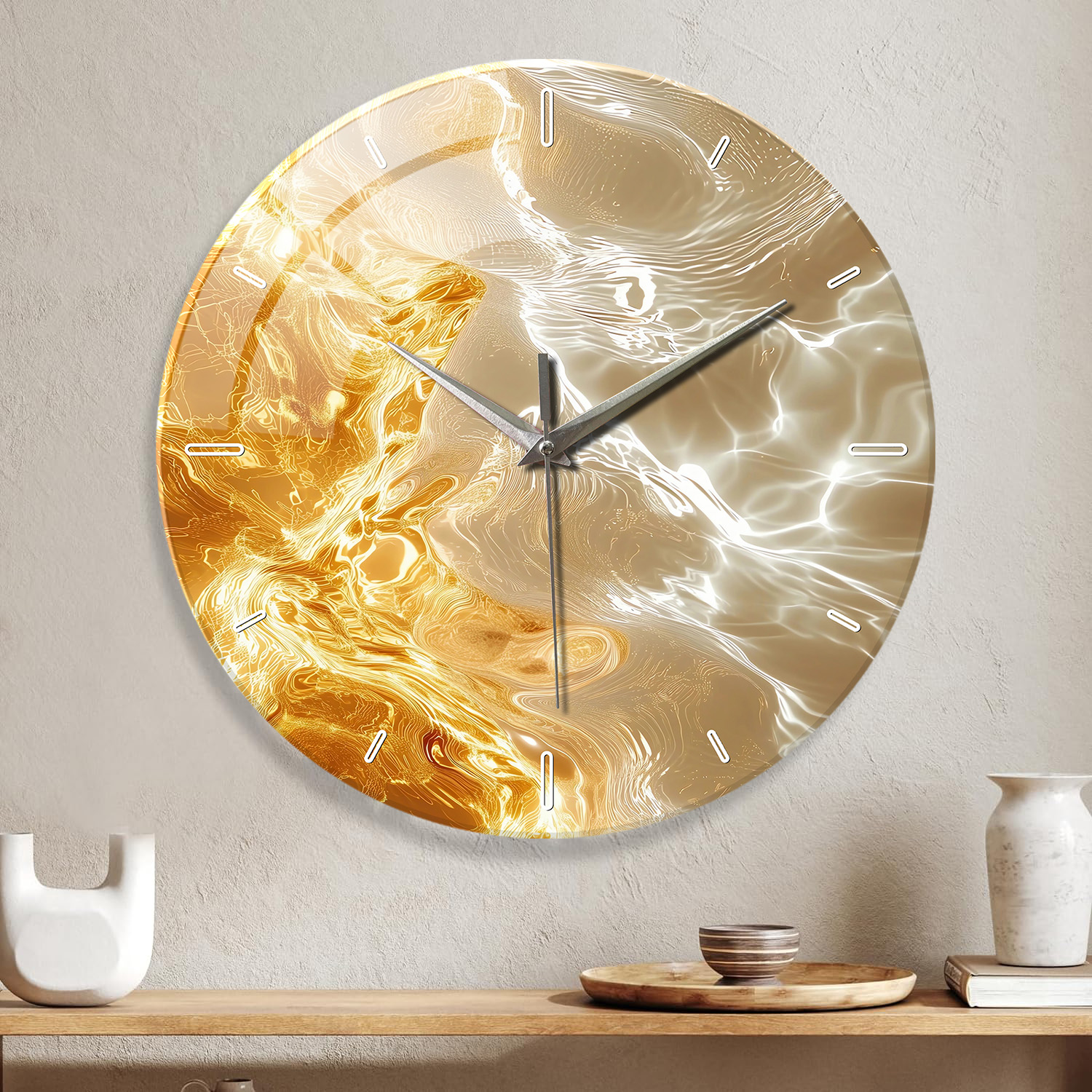 1pc glass wall clock, modern l - مراجعة Lighting Home Decor Wall Clocks وسعره
