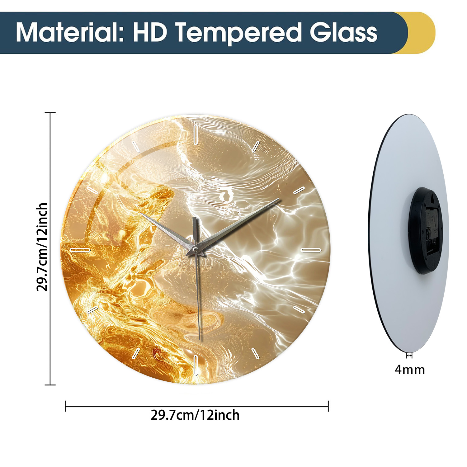 1pc glass wall clock, modern l - مراجعة Lighting Home Decor Wall Clocks وسعره
