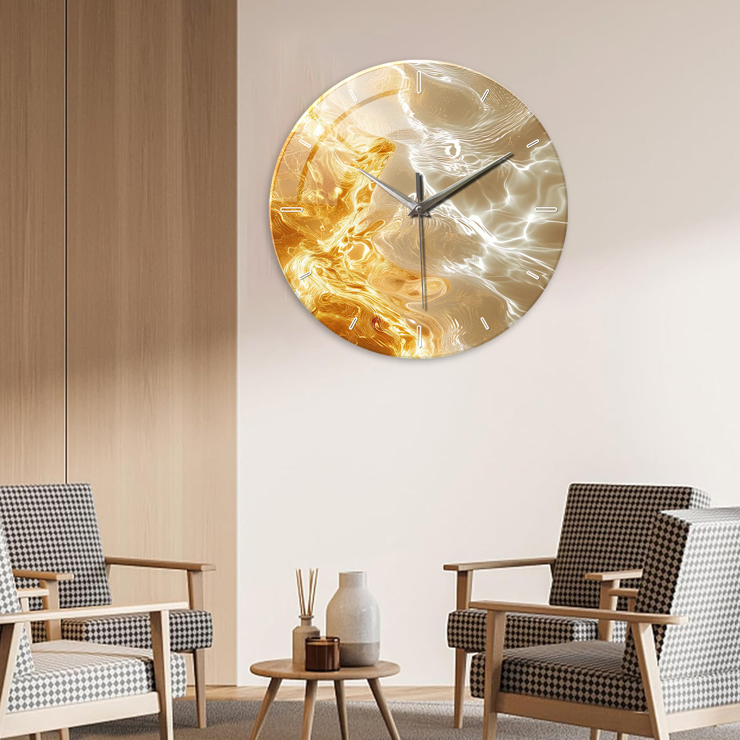 1pc glass wall clock, modern l - مراجعة Lighting Home Decor Wall Clocks وسعره