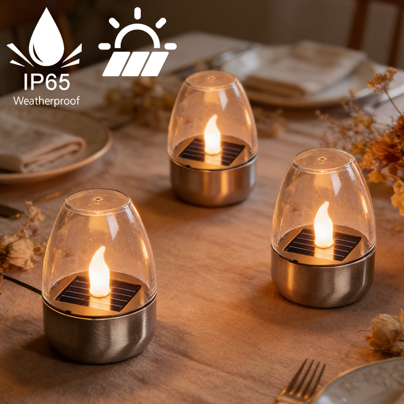 LED Solar Candles Light Flamel - مراجعة Outdoor Lighting Wedding Decor وسعره