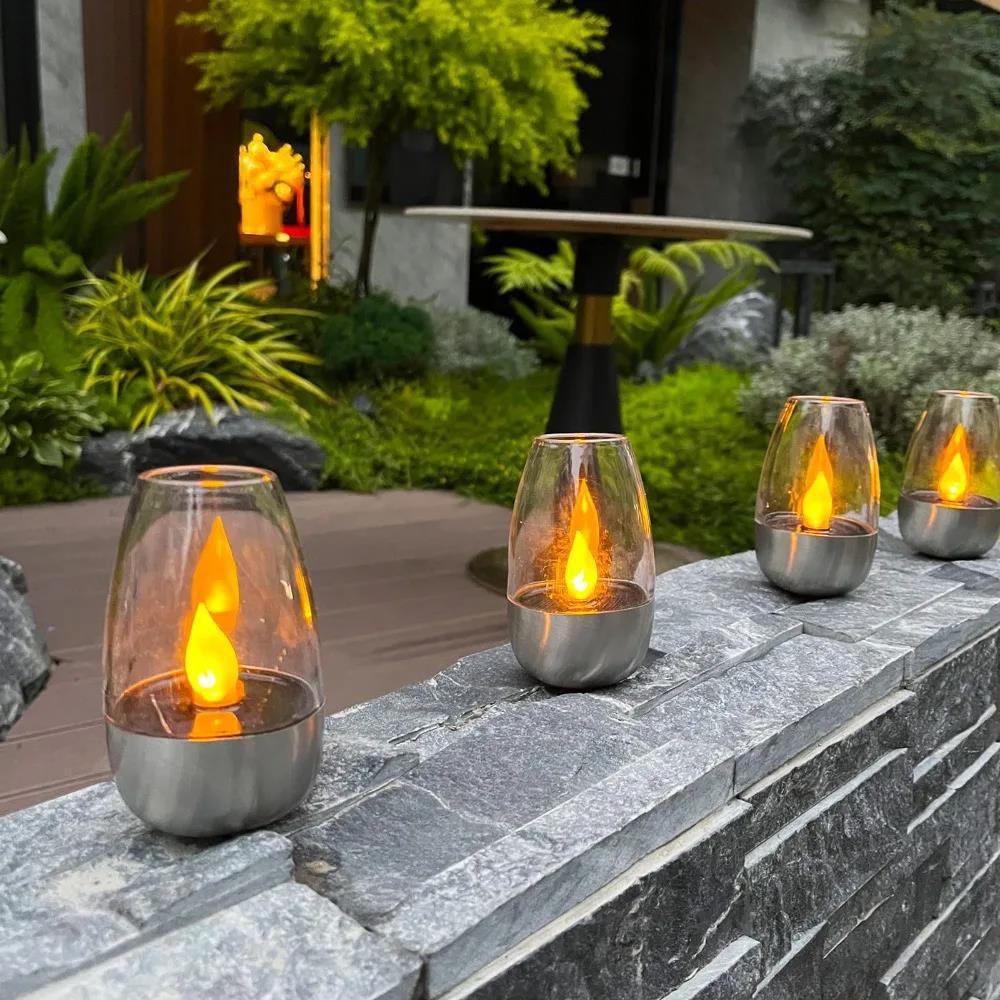 LED Solar Candles Light Flamel - مراجعة Outdoor Lighting Wedding Decor وسعره