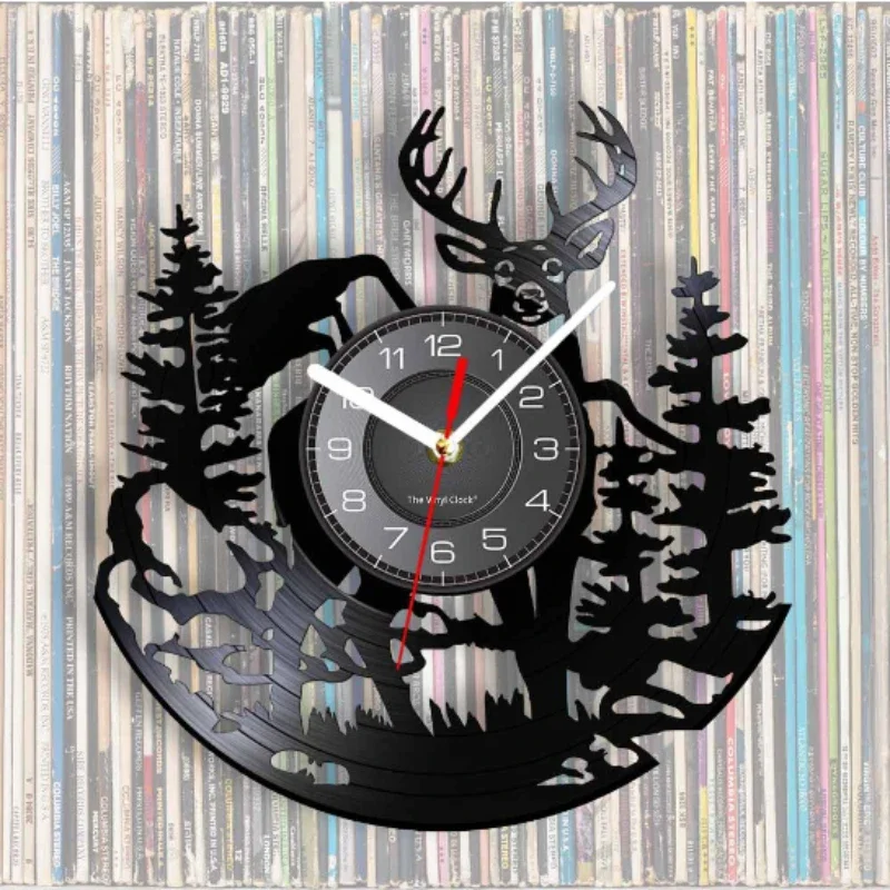 Forest Deer Vinyl Record Wall  - مراجعة Lighting Home Decor Wall Clocks وسعره