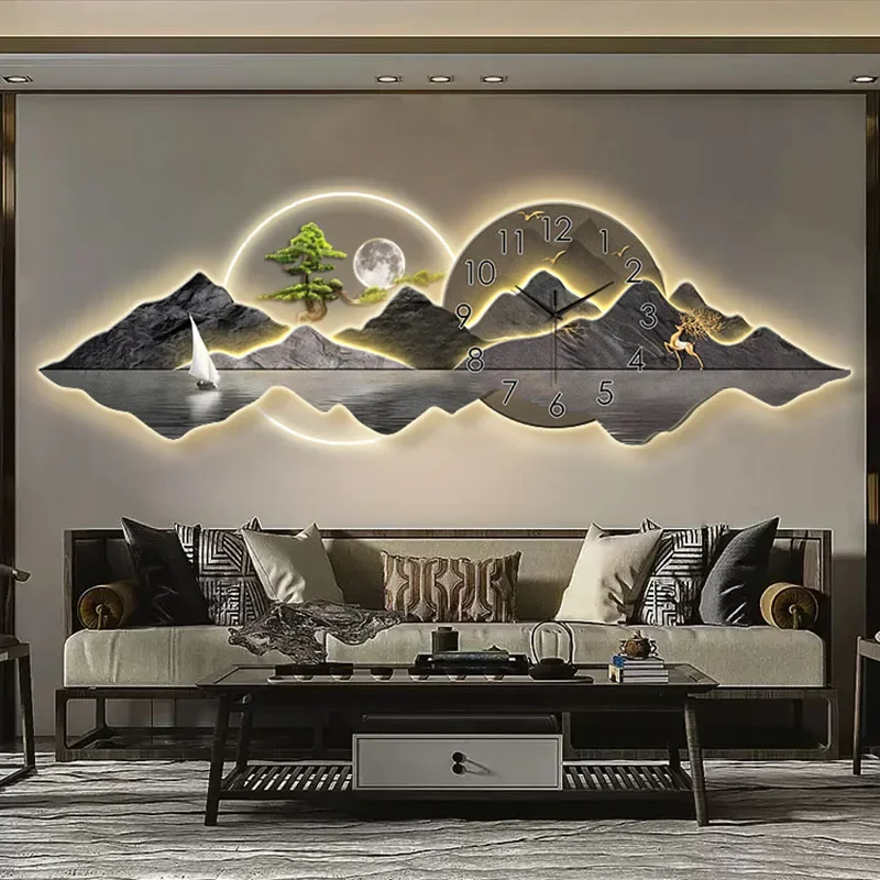 Modern Chinese Painting with C - مراجعة Lighting Home Decor Wall Clocks وسعره
