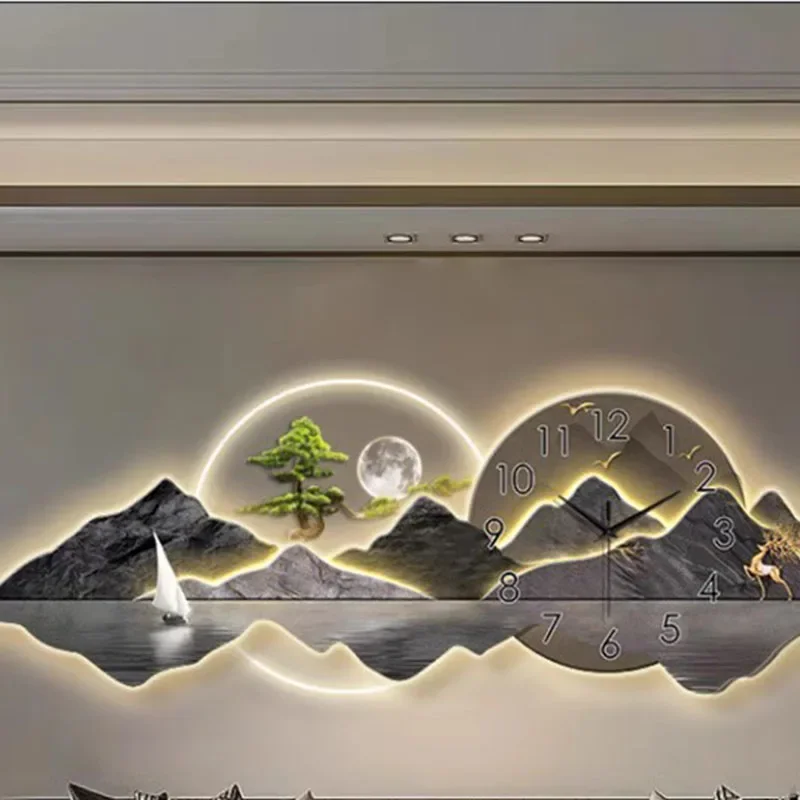 Modern Chinese Painting with C - مراجعة Lighting Home Decor Wall Clocks وسعره