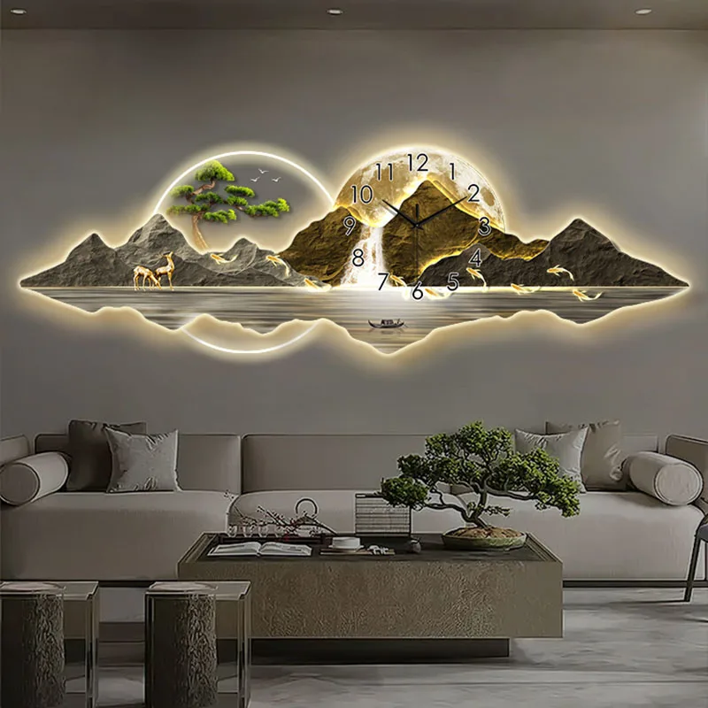 Modern Chinese Painting with C - مراجعة Lighting Home Decor Wall Clocks وسعره