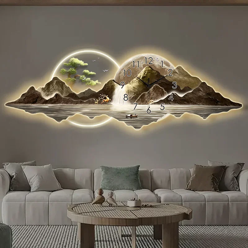 Modern Chinese Painting with C - مراجعة Lighting Home Decor Wall Clocks وسعره