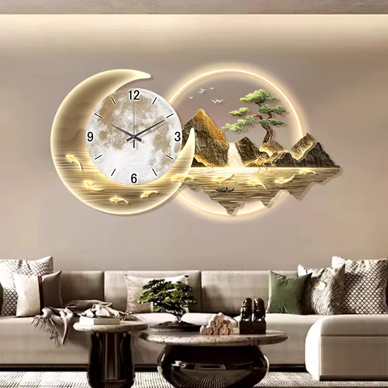 Fashion Luxury Clock Wall Chin - مراجعة Lighting Home Decor Wall Clocks وسعره