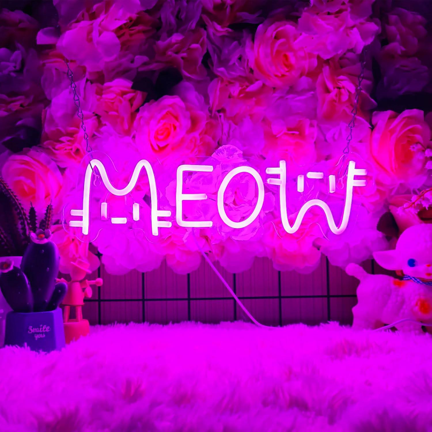 Meow Neon Sign Cat USB Powered - مراجعة Lighting Decoration For Home وسعره