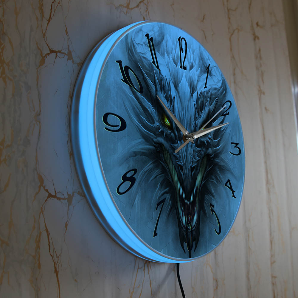 Gothic Evil Dragon Head Lumino - مراجعة Lighting Home Decor Wall Clocks وسعره