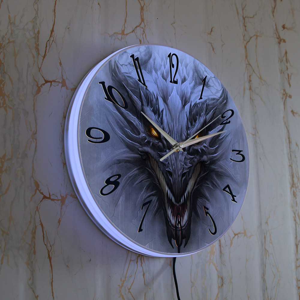 Gothic Evil Dragon Head Lumino - مراجعة Lighting Home Decor Wall Clocks وسعره