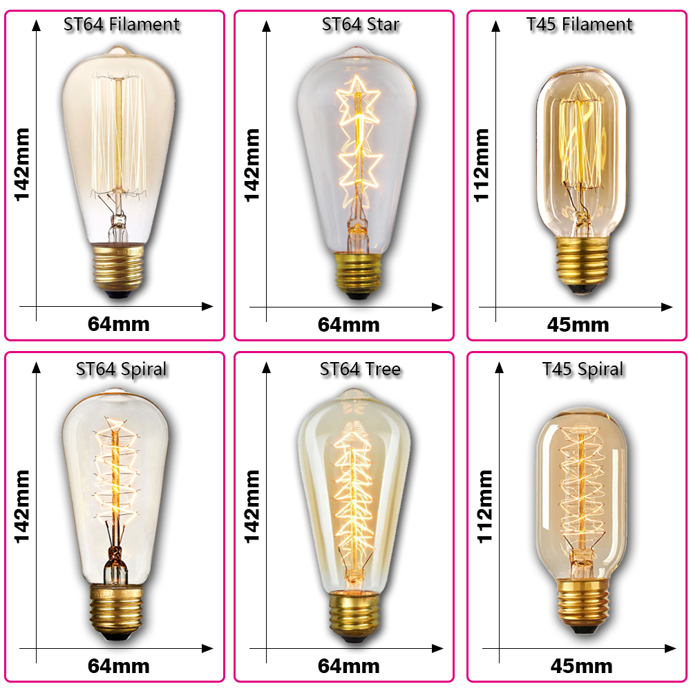 Retro Edison Light Bulb E27 40 - مراجعة Lighting Decoration For Home وسعره
