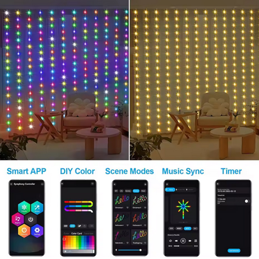 3M RGB Smart LED Curtain Light - مراجعة Outdoor Lighting Wedding Decor وسعره