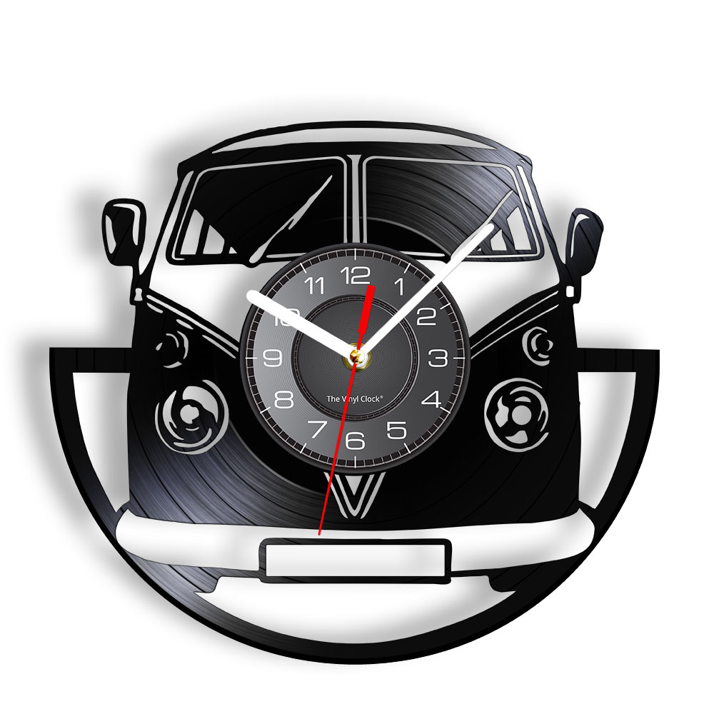 Minibus Vintage Vinyl Record W - مراجعة Lighting Home Decor Wall Clocks وسعره