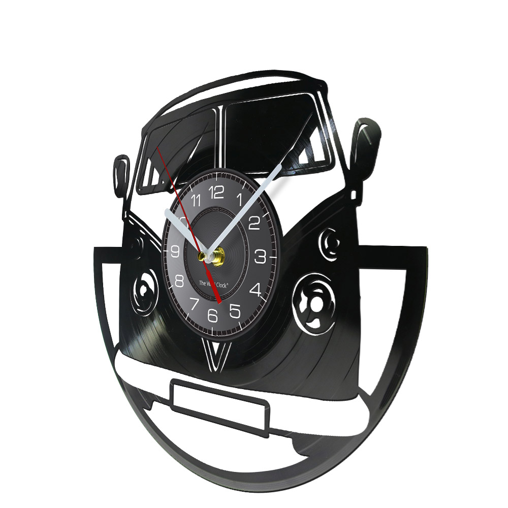 Minibus Vintage Vinyl Record W - مراجعة Lighting Home Decor Wall Clocks وسعره