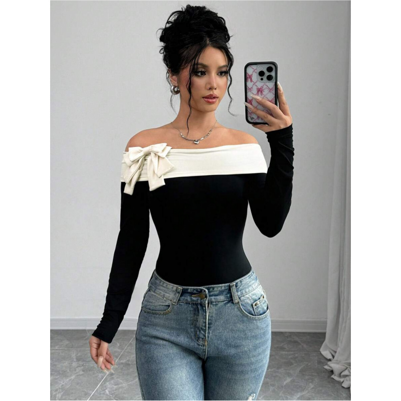 Bowknot Decor Off Shoulder Bod - مراجعة Elegant Decor & Lighting Llc وسعره